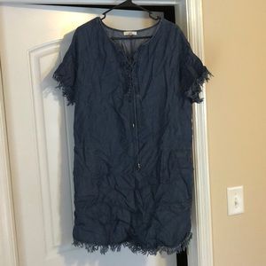 Blue jean fringe dress...with pockets!